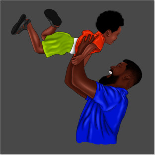 African Dad and Son, Father and Child Posters and Art