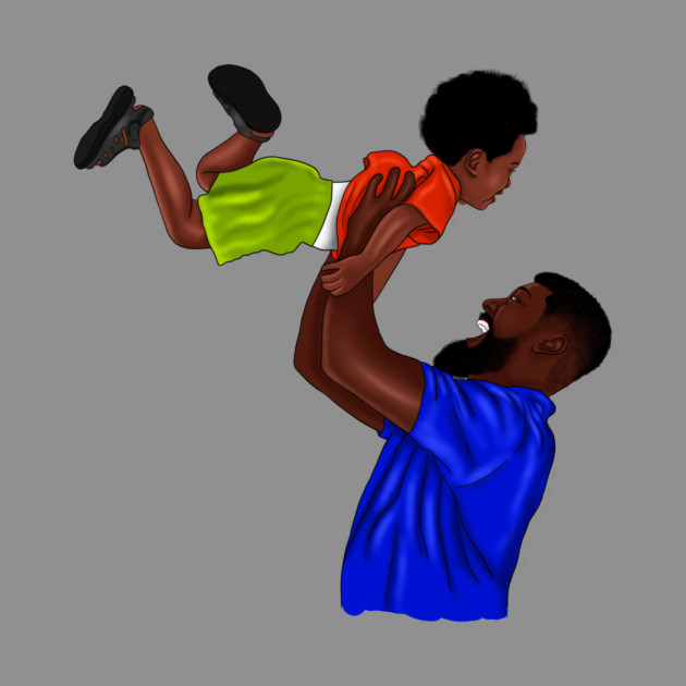 African Dad and Son, Father and Child by logiamerch