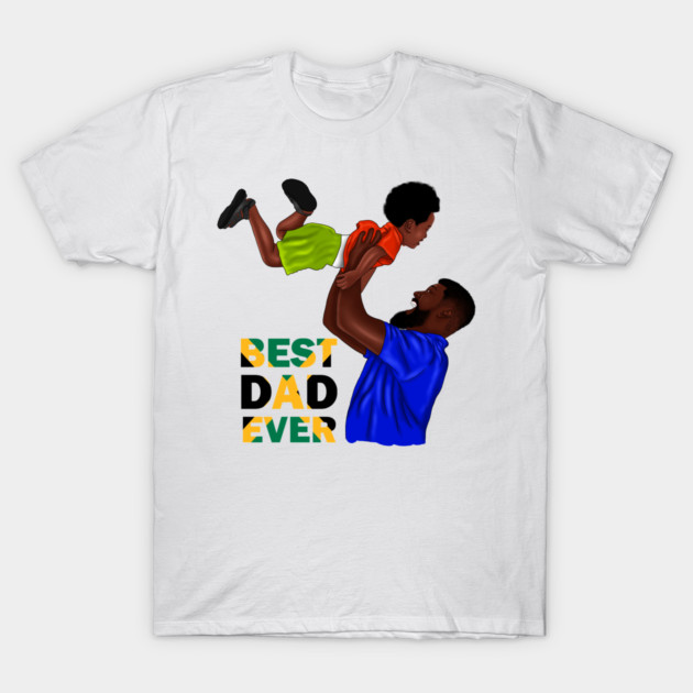Best Dad Ever, Jamaican Dad and Son, Jamaica Flag Colors T-Shirt by logiamerch