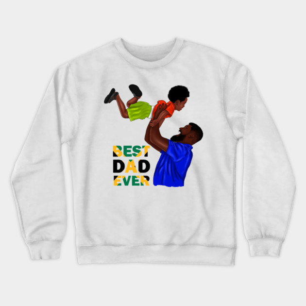 Best Dad Ever, Jamaican Dad and Son, Jamaica Flag Colors Crewneck Sweatshirt by logiamerch