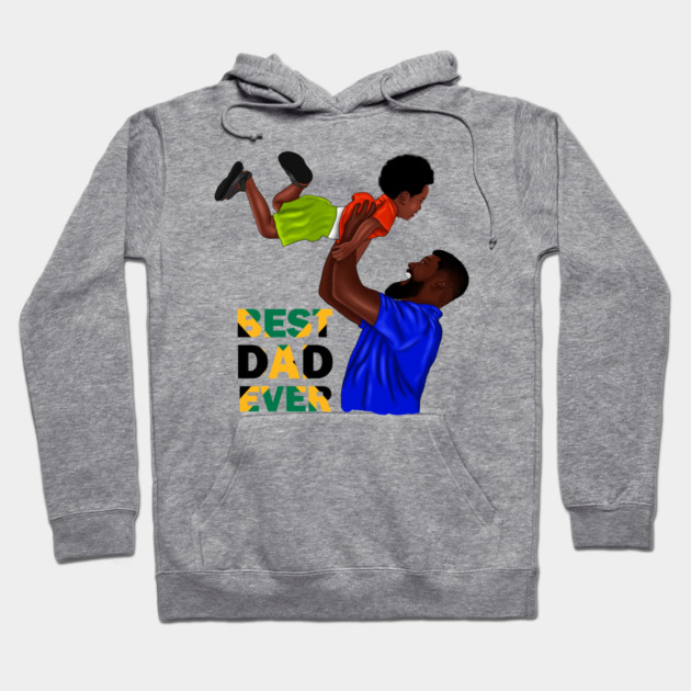 Best Dad Ever, Jamaican Dad and Son, Jamaica Flag Colors Hoodie by logiamerch