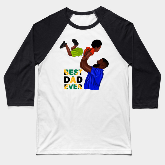 Best Dad Ever, Jamaican Dad and Son, Jamaica Flag Colors Baseball T-Shirt by logiamerch
