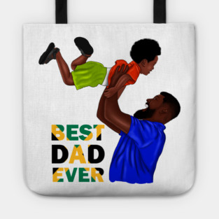 Best Dad Ever, Jamaican Dad and Son, Jamaica Flag Colors Tote