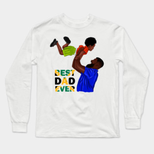 Best Dad Ever, Jamaican Dad and Son, Jamaica Flag Colors Long Sleeve T-Shirt