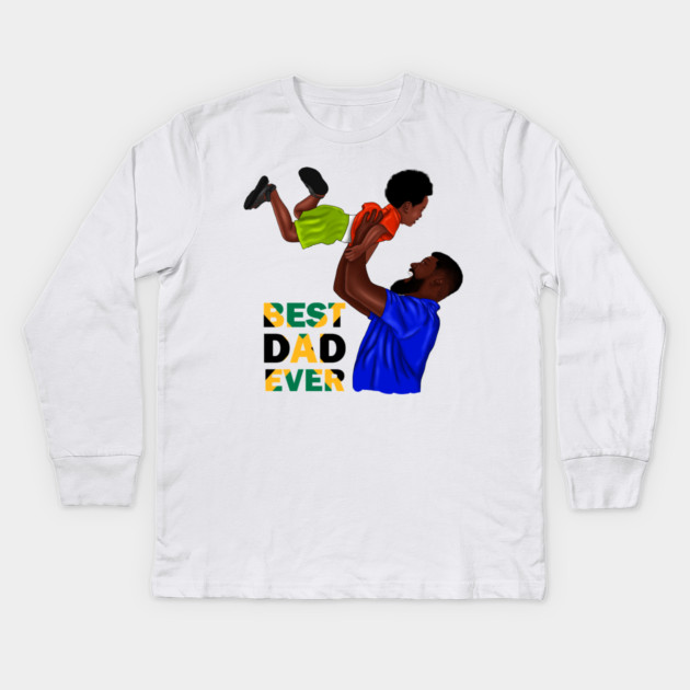 Best Dad Ever, Jamaican Dad and Son, Jamaica Flag Colors Kids Long Sleeve T-Shirt by logiamerch