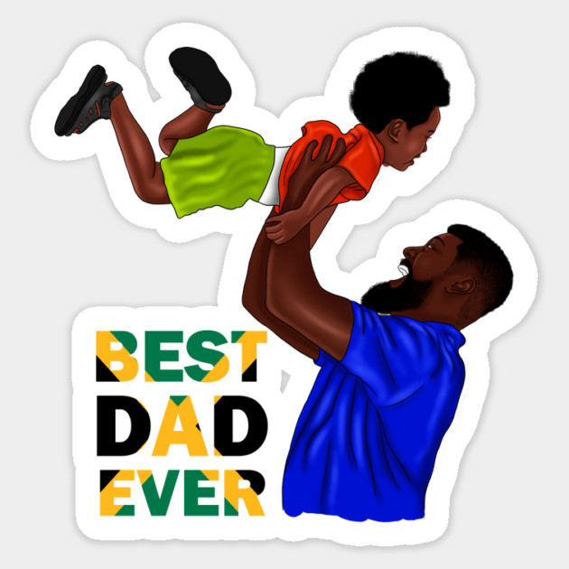 Best Dad Ever, Jamaican Dad and Son, Jamaica Flag Colors Sticker by logiamerch