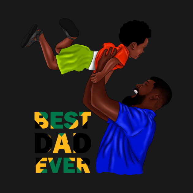 Best Dad Ever, Jamaican Dad and Son, Jamaica Flag Colors by logiamerch