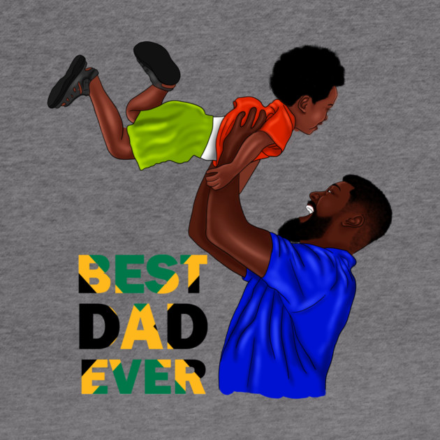 Best Dad Ever, Jamaican Dad and Son, Jamaica Flag Colors by logiamerch