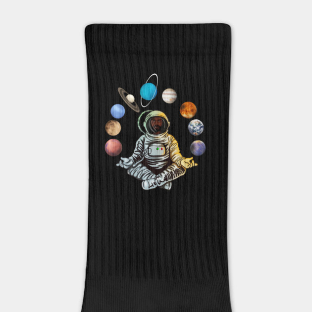 Astronaut, African Man, Meditating Surrounded by Planets by logiamerch