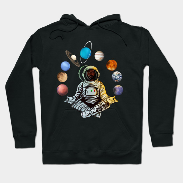 Astronaut, African Man, Meditating Surrounded by Planets Hoodie by logiamerch