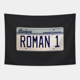 ROMAN 1 - vintage Illinois license plate Tapestry