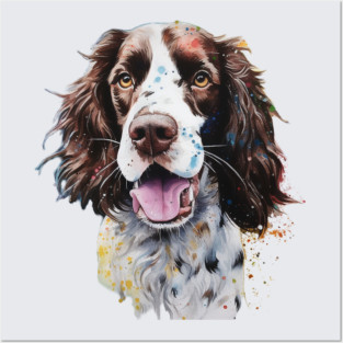 English Springer Spaniel Bright Watercolor Posters and Art