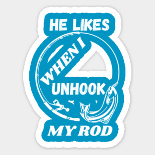 Minimalist Fishing Rod and Fish Line Art Design for Anglers, Outdoor Lovers, & Innuendo Magnet