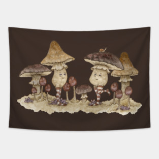 Happy Mushrooms Tapestry
