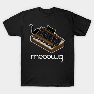 Electronic Musician Funny Cat Meow With Analog Synthesizer T-Shirt