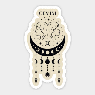 Gemini | star sign; zodiac; astrology; horoscope; sign; gemini woman; birthday; gift; twins; symbol; June; May; moon; stars; Sticker