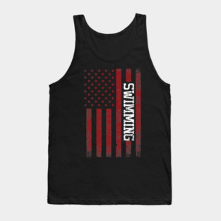 American Swimming Team Flag United States Swimmer Swim Tank Top