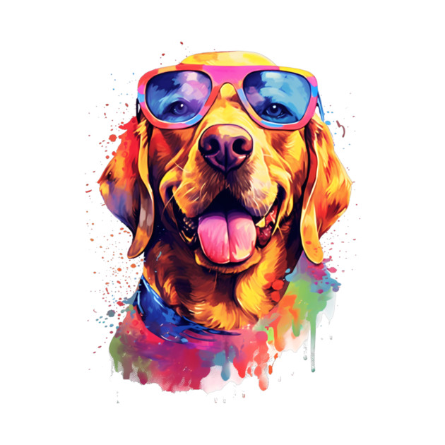 Dog with sunglasses by megaphone