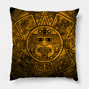 Aztec Calendar. Mayan Sun Stone Pillow