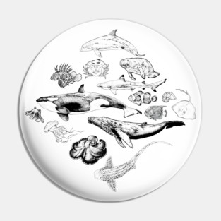 Marine Life in Ink Pin