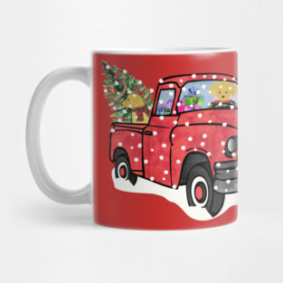 Yellow Labs Christmas Red Truck Mug