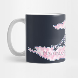 Preppy Pink Watercolor Chevron Nantucket Island Silhouette Mug