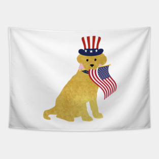 Preppy Patriotic Yellow Lab Tapestry
