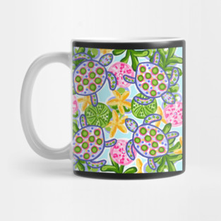 Cute Hand Painted Preppy Sea Turtle Pattern Mug