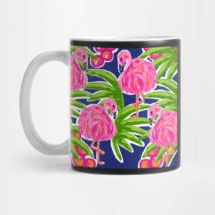 Preppy Cute Hand Painted Pink Flamingo Pattern Mug