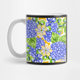 Cute Hand Painted Preppy Blue Hydrangea Pattern Mug