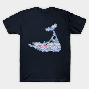 Preppy Navy Watercolor Chevron Nantucket Island Silhouette T-Shirt
