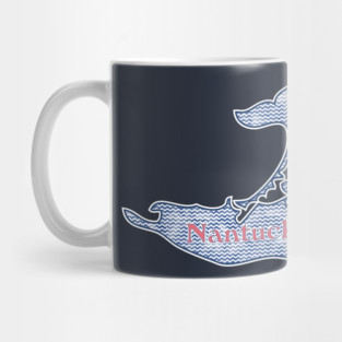 Preppy Navy Watercolor Chevron Nantucket Island Silhouette Mug
