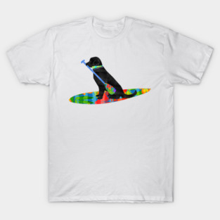 Colorful Stand Up Paddle Board Preppy Black Lab T-Shirt