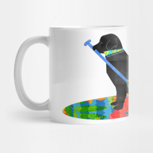 Colorful Stand Up Paddle Board Preppy Black Lab Mug