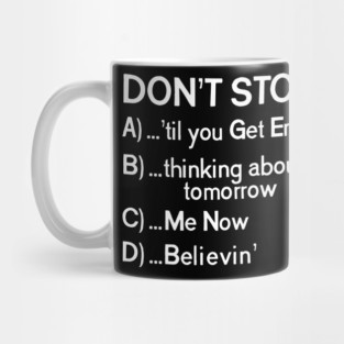"Don't Stop..." 80s Songs Multiple Choice Mug