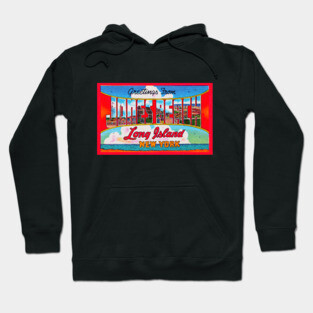 Greetings from Jones Beach, Long Island, New York - Vintage Large Letter Postcard Hoodie