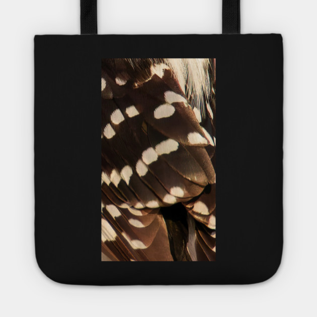 Feathers of a Downy Woodpecker Tote by BirdsnStuff