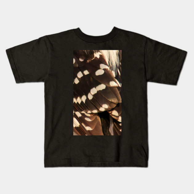 Feathers of a Downy Woodpecker Kids T-Shirt by BirdsnStuff