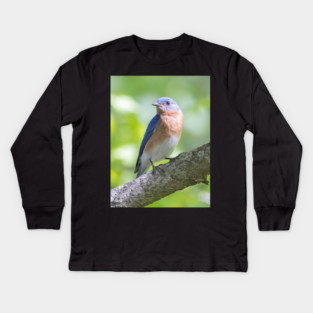 Eastern Bluebird on a nice summer day Kids Long Sleeve T-Shirt