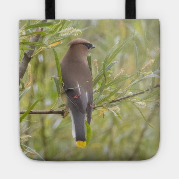 Cedar Waxwing in a tree Tote by BirdsnStuff