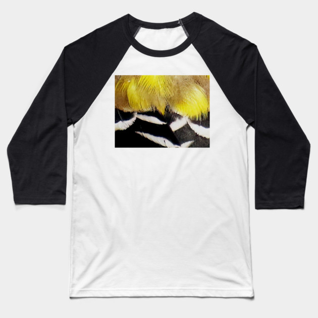 Feathers of a American Goldfinch Baseball T-Shirt by BirdsnStuff