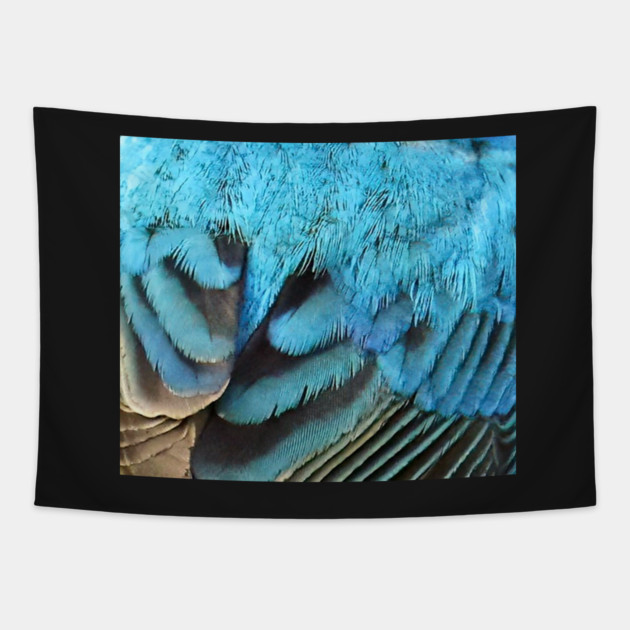 Feathers of a Indigo Bunting Tapestry by BirdsnStuff