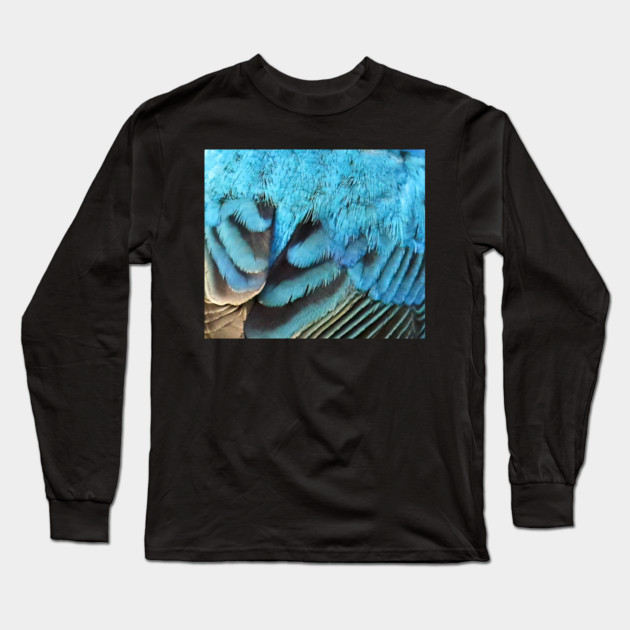 Feathers of a Indigo Bunting Long Sleeve T-Shirt by BirdsnStuff