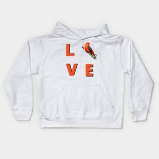 Love birds design with Scarlet Tanager Kids Hoodie