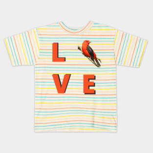 Love birds design with Scarlet Tanager Kids T-Shirt