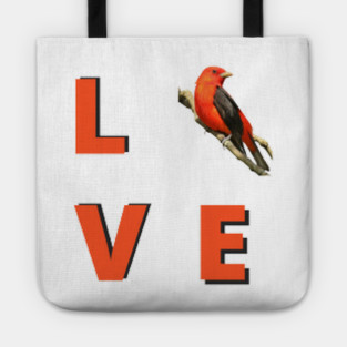 Love birds design with Scarlet Tanager Tote