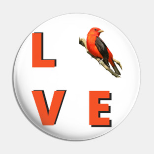 Love birds design with Scarlet Tanager Pin