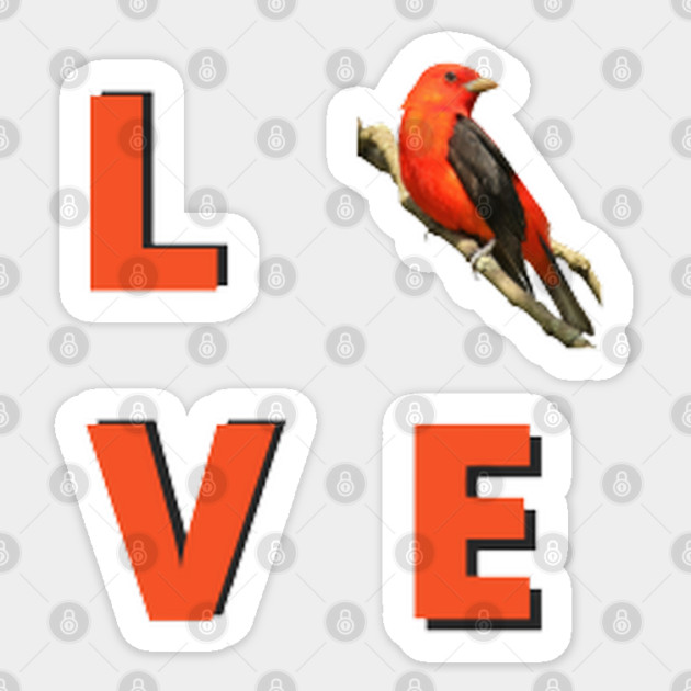 Love birds design with Scarlet Tanager Sticker by BirdsnStuff