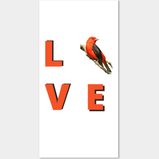 Love birds design with Scarlet Tanager Wall Art by BirdsnStuff