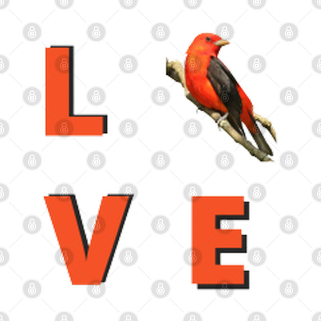Love birds design with Scarlet Tanager by BirdsnStuff